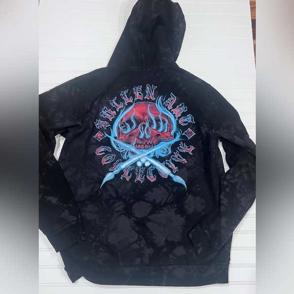 SULLEN Ghost Badge Hooded Sweatshirt Black Dark Grey Crystal Hoodie XL - Picture 9 of 9